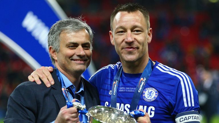 Jose Mourinho and John Terry with the Capital One Cup
