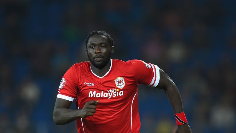 CARDIFF, WALES - SEPTEMBER 16:  Cardiff player Kenwyne Jones in action during the Sky Bet Championship match between Cardiff City and Middlesbrough at Card