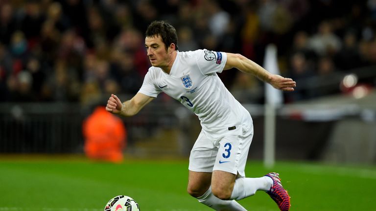 Leighton Baines of England runs the ball during the EURO 2016 Qualifier match between England and Lithuania at Wembley Stadium 