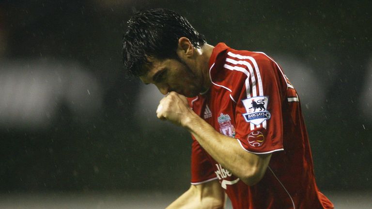 LONDON - DECEMBER 30:  Luis Garcia of Liverpool celebrates after scoring the opening goal during the Barclays Premiership match between Tottenham Hotspur 