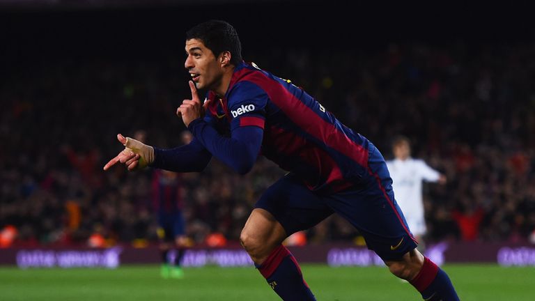 Luis Suarez celebrates