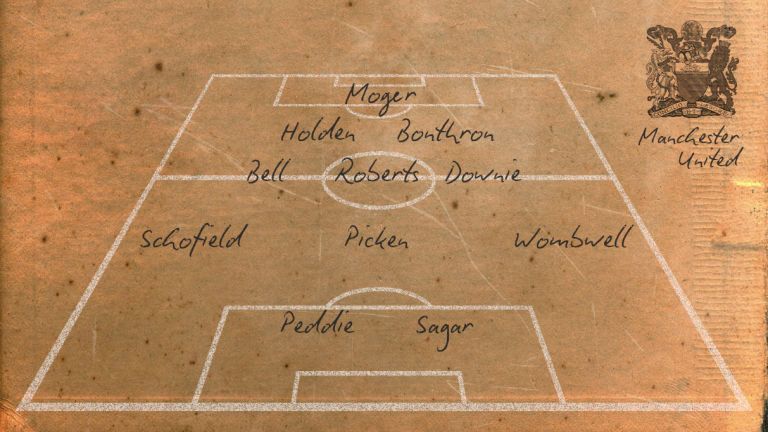 Man Utd XI: H Moger; Richard Holden, Robert Bonthron; Alex Downie, Roberts, Alex Bell; Dick Wombwell, A Schofield, John Picken; Jock Peddie, Charles Sagar