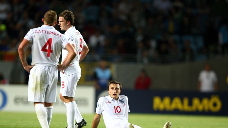 MALMO, SWEDEN - JUNE 29:  Mark Noble of England reacts at the end of the UEFA U21 European Championships Final match between England and Germany at the New