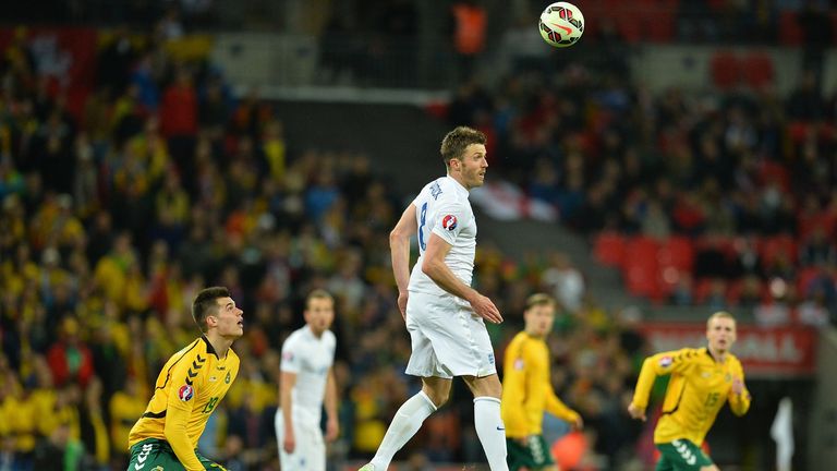 England's Michael Carrick in action during a Euro 2016 Group E qualifying football match between England and Lithuania at Wembley Stadium in north London 