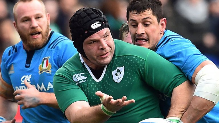 Ireland prop Mike Ross in action against Italy