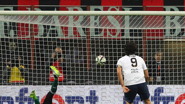 Luca Toni nets from the penalty spot against Milan