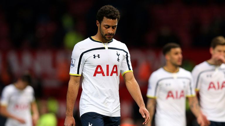 A dejected Mousa Dembele leaves the pitch at Old Trafford after Tottenham's 3-0 defeat to Manchester United