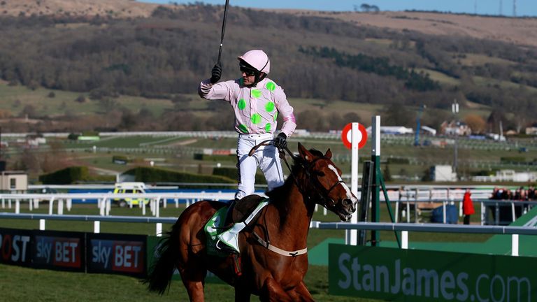 Ruby Walsh celebrates his victory on Faugheen in the Stan James Champion Hurdle at Cheltenham