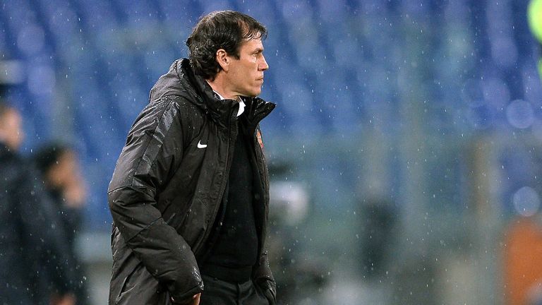 Roma's coach from France Rudi Garcia looks on during the Italian Serie A football match Roma vs Sampdoria at the Olympic Stadium
