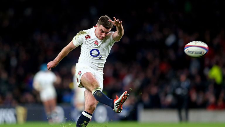 George Ford of England kicks at goal during win over France