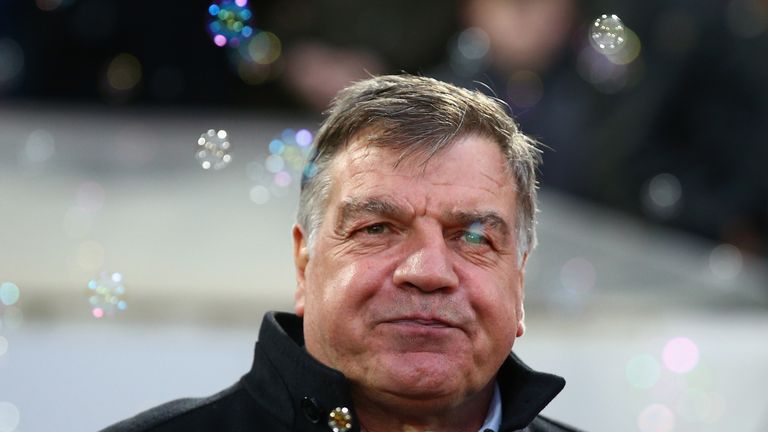 West Ham manager Sam Allardyce is surrounded by bubbles as the game against Sunderland kicks off