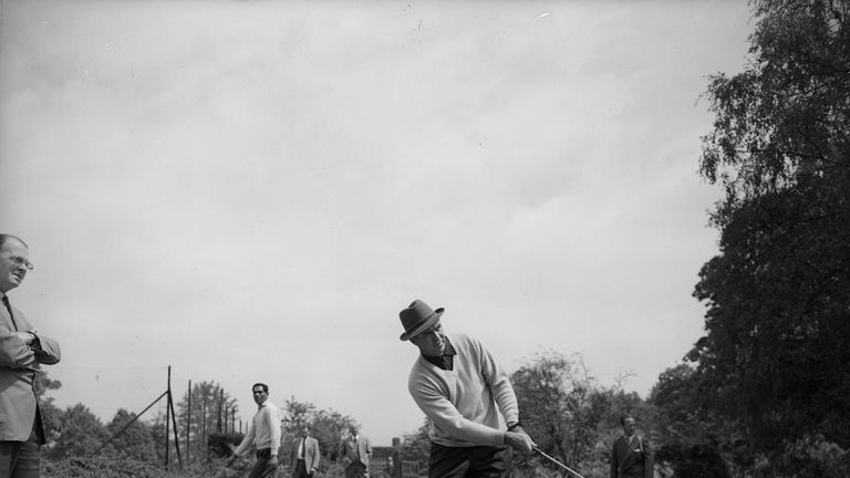 US golfer Sam Snead (1912 - 2002) competing in the Canada Cup competition at Wentworth.  