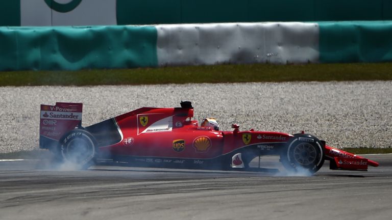 Sebastian Vettel spins