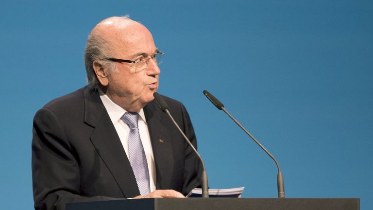 FIFA President Sepp Blatter delivers his speech at the UEFA Congress in Vienna
