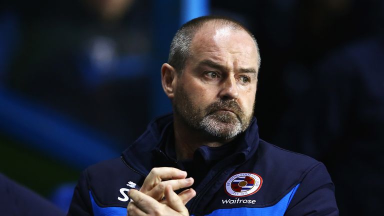 Steve Clarke, manager of Reading looks on during the FA Cup Quarter Final Replay match between Reading and Bradford City.