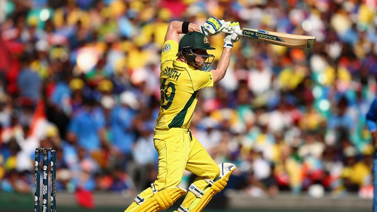 SYDNEY, AUSTRALIA - MARCH 26:  Steve Smith of Australia bats during the 2015 Cricket World Cup Semi Final match between Australia and India