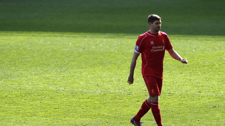 Steven Gerrard of Liverpool is sent off