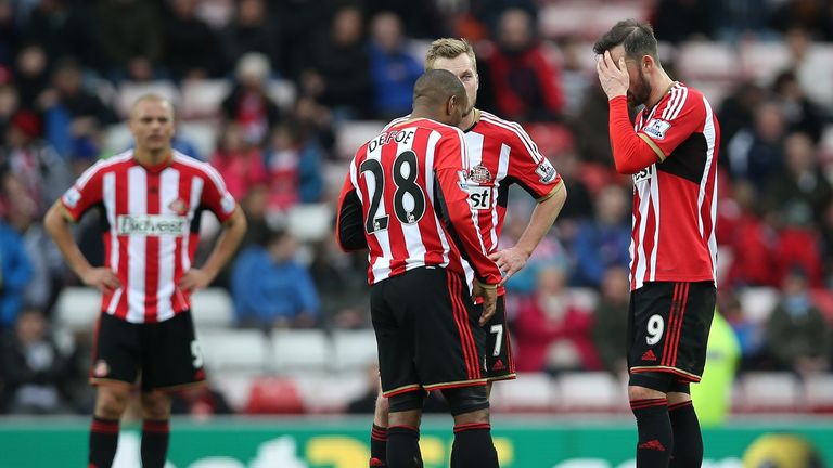 Sunderland players facing an up-hill task after conceding a  fourth goal against Aston Villa