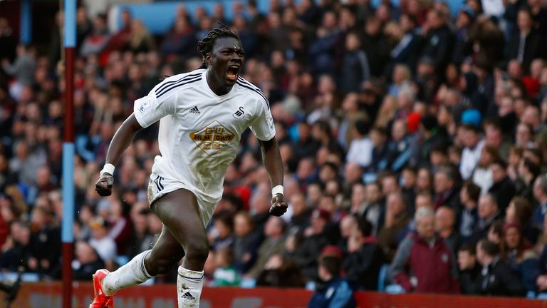 Swansea's Bafetibis Gomis downs Aston Villa with an 87th-minute winning goal