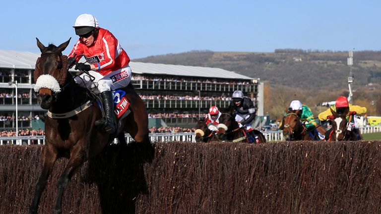 The Druids Nephew ridden by Barry Geraghty jumps the last fence