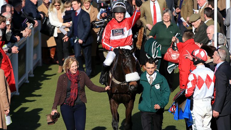 Barry Geraghty celebrates winning the Ultima Business Solutions Handicap Chase on The Druids Nephew