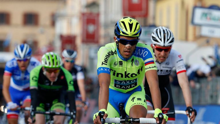 Alberto Contador finishes Stage 4 of the 2015 Tirreno-Adriatico