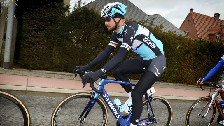 Belgian Tom Boonen sprinted to victory in stage three
