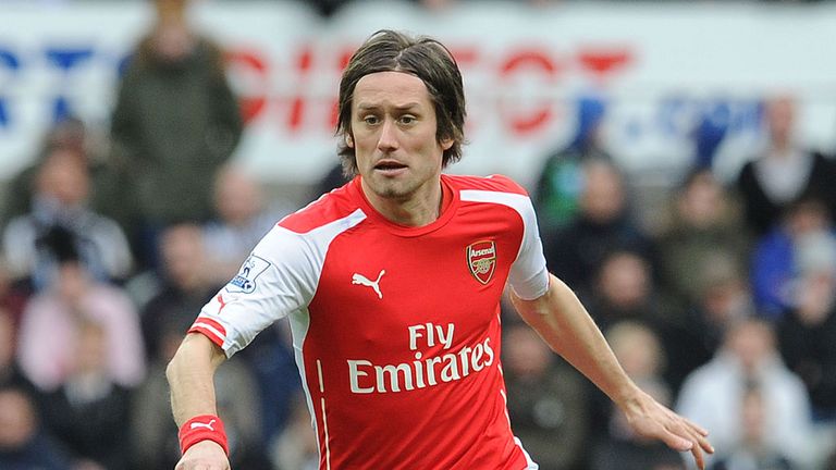 NEWCASTLE UPON TYNE, ENGLAND - MARCH 21:  Tomas Rosicky of Arsenal during the match between Newcastle 