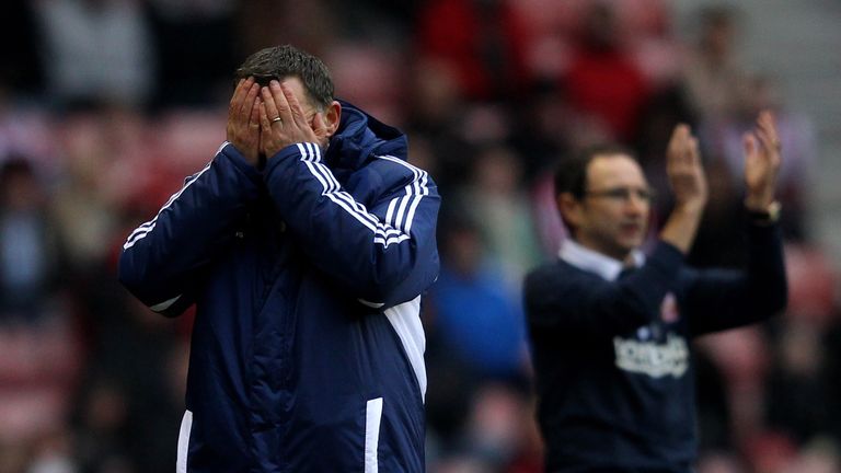 Middlesbrough Manager Tony Mowbray reacts during the FA Cup Fourth Round match between Sunderland and Middlesbrough.