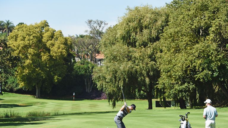 Ross Fisher of England plays a shot during practice prior to the start of  the Tshwane Open at Pretoria Country Club.