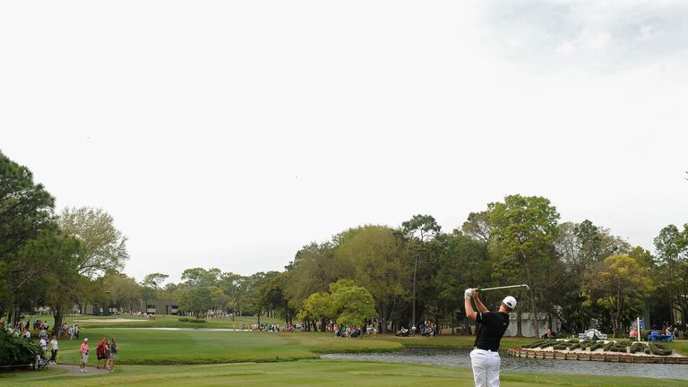 John Senden of Australia hits a tee shot on the 12th hole during the final round of the Valspar Championship.