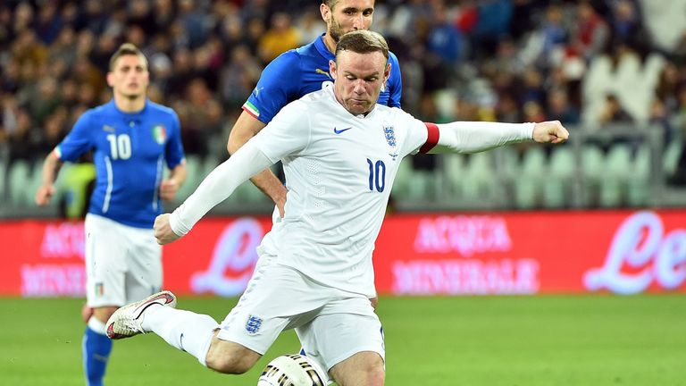 England striker Wayne Rooney shoots