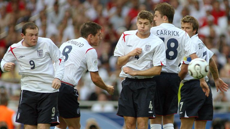 England's Wayne Rooney, Frank Lampard, Steven Gerrard, Michael Carrick and David Beckham in action in the 2006 World Cup