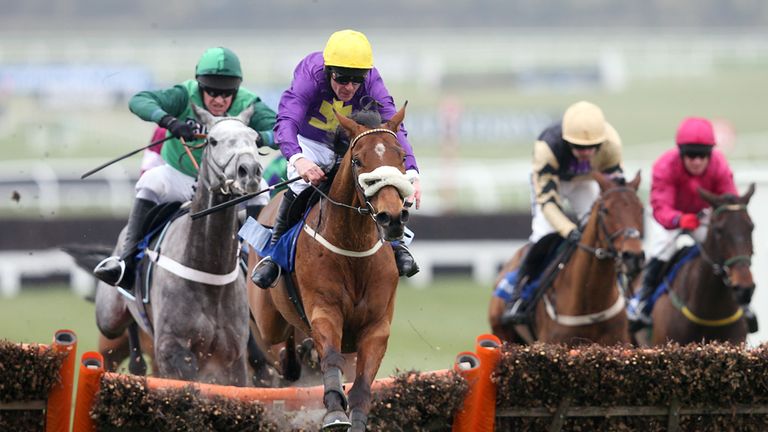 Windsor Park ridden by Davy Russell on their way to victory in the Neptune Investment Management Novices' Hurdle
