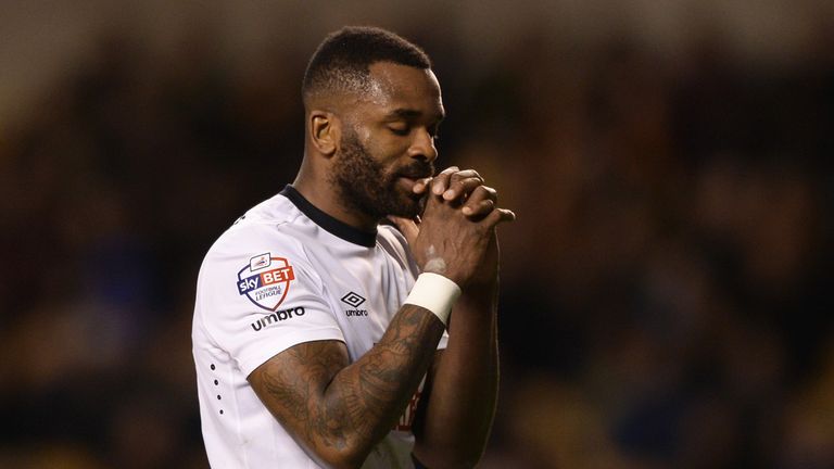 Darren Bent of Derby reacts during the Sky Bet Championship match between Wolverhampton Wanderers and Derby County