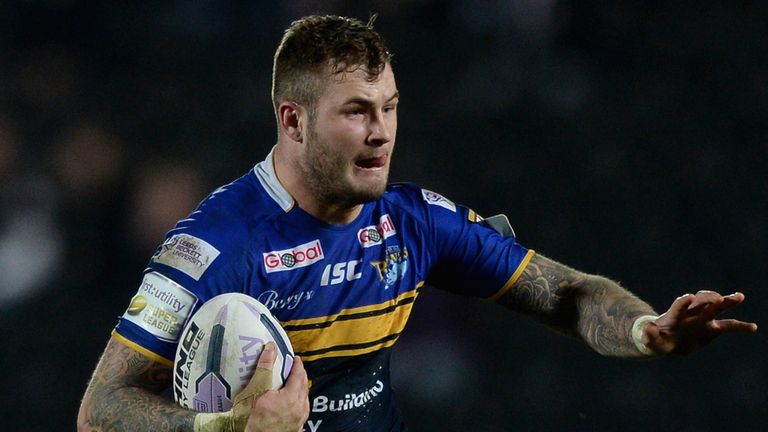 Zak Hardaker of Leeds Rhinos in action during the First Utility Super League match between Hull FC and Leeds