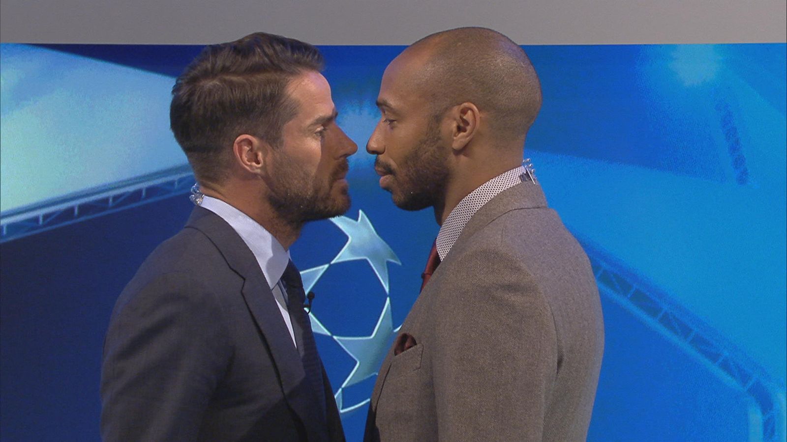 Thierry Henry and Jamie Redknapp square up ahead of Mayweather v