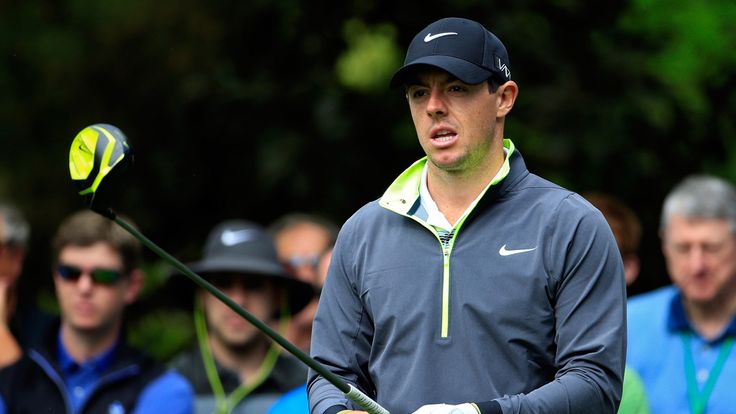 Rory McIlroy preprares to hit a tee shot during a practice round prior to the start of the 2015 Masters