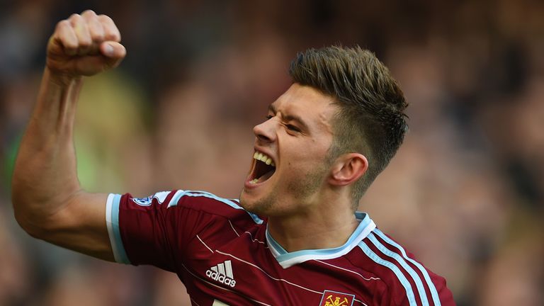 Aaron Cresswell celebrates after scoring for West Ham