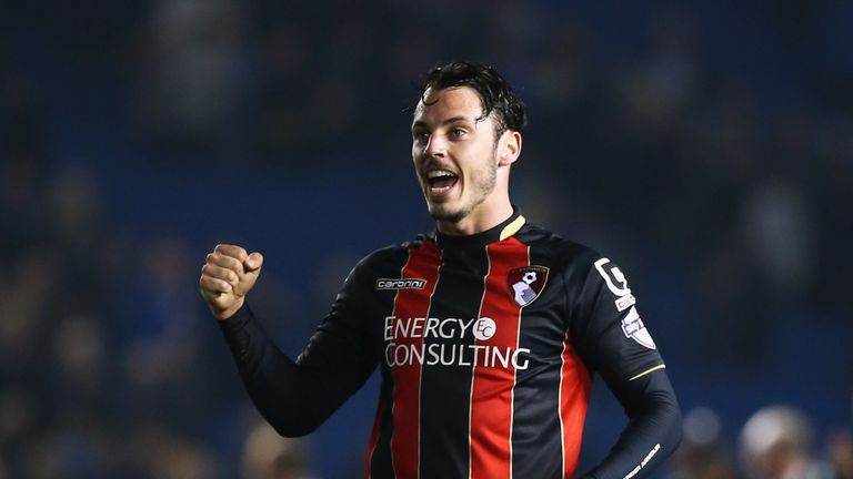 BRIGHTON, ENGLAND - APRIL 10:  Adam Smith of Bournemouth celebrates victory after the Sky Bet Championship match between Brighton & Hove Albion and AFC Bou