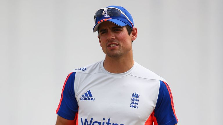 Alastair Cook during England's training session on Monday