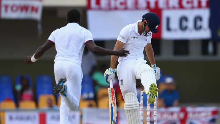 Alastair Cook is dismissed by Jerome Taylor for 13