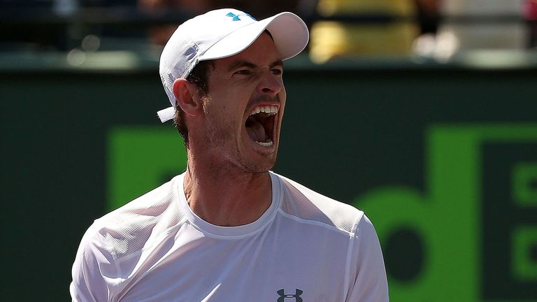 Andy Murray celebrates victory over Tomas Berdych