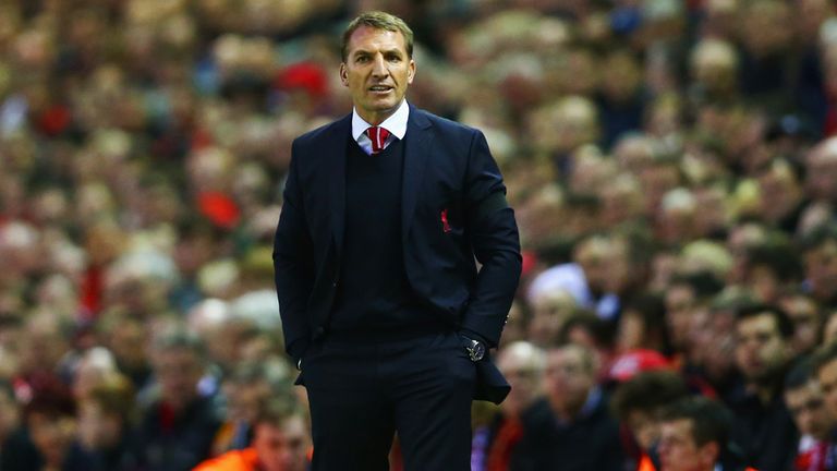 Liverpool manager Brendan Rodgers issues instructions at Anfield