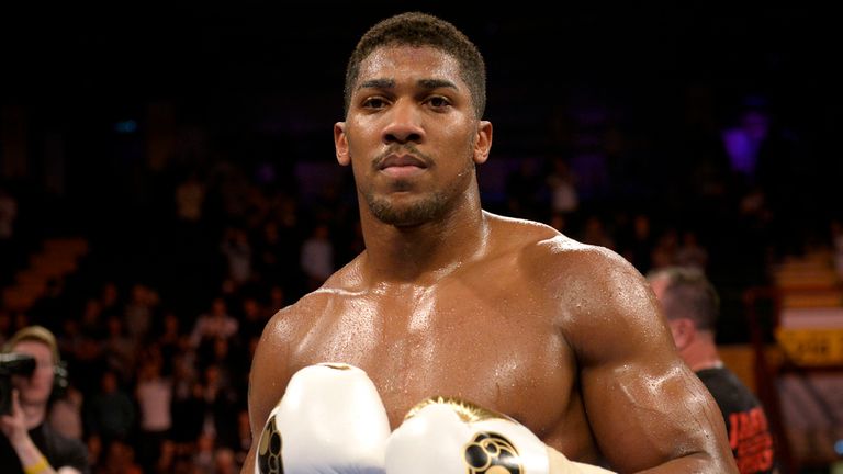 Anthony Joshua (left) poses for photographers after beating Jason Gavern during their WBC International Heavyweight bout at the Metro Radio Arena, Newcastl