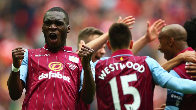 Christian Benteke celebrates against Liverpool