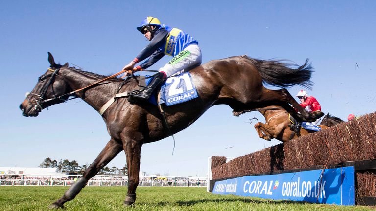 Wayward Prince, ridden by Robert Dunne, on his way to victory in the Coral Scottish Grand National at Ayr