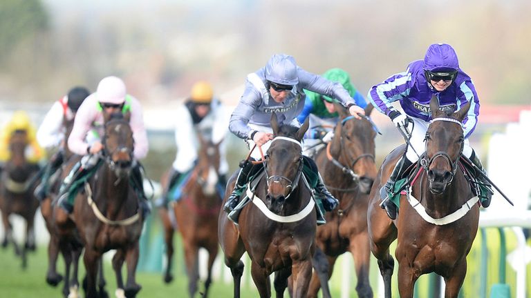 Hollies Pearl (right) ridden by Sean Bowen wins The Pinsent Masons Mares' Standard Open National Hunt Flat Race