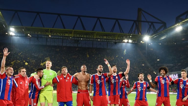 Bayern Munich celebrate victory over Borussia Dortmund