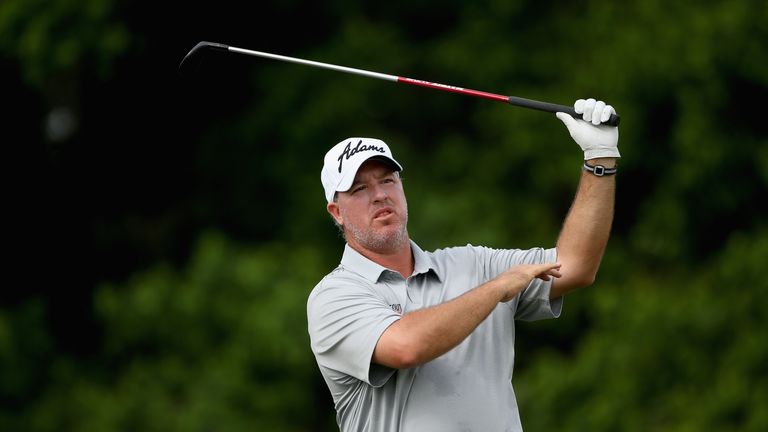 Boo Weekley tees off on the eighth hole during round one of the Zurich Classic of New Orleans at TPC Louisiana.